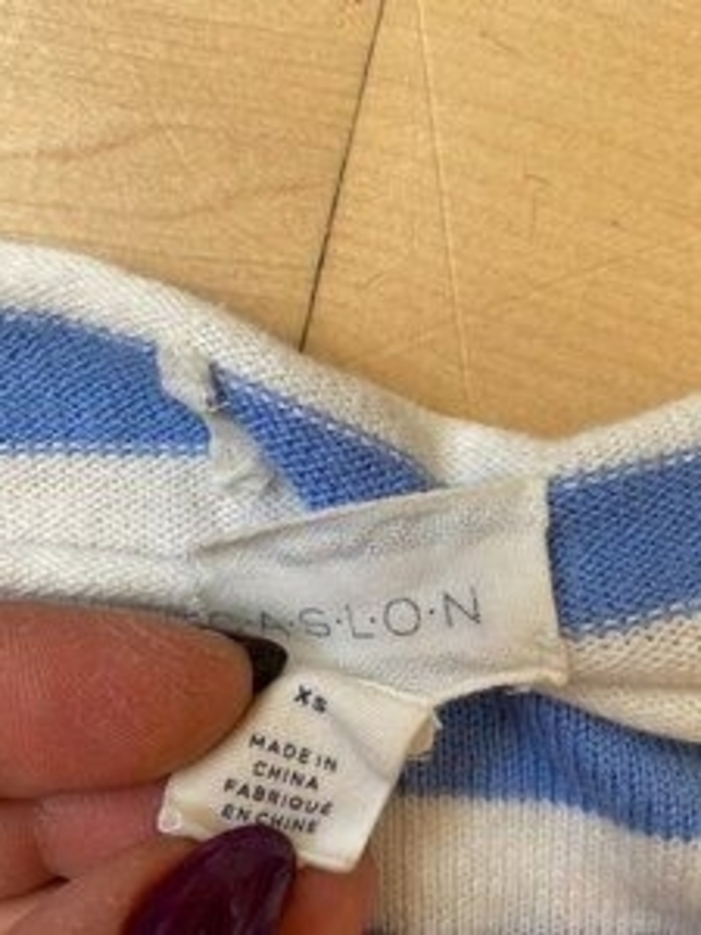 Striped Long-Sleeve Knit Top - Blue and White - Picture 5 of 6